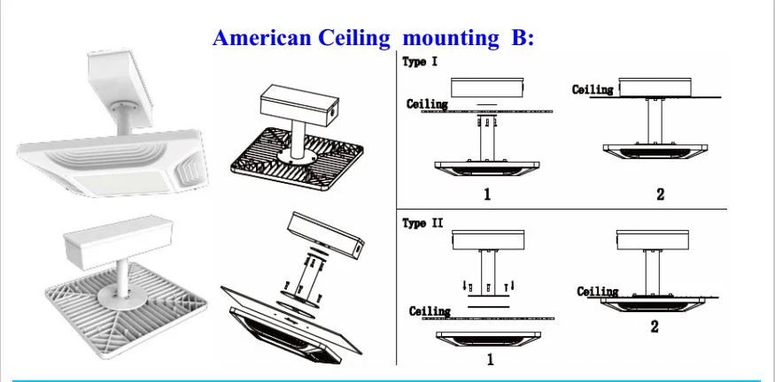 Factory Price Meanwell Ceiling Recessed Mounting 60W 80W 100W 120W 150W 200W 240W Warehouse Parking Garage Explosion-Proof Petrol Gas Station LED Canopy Light