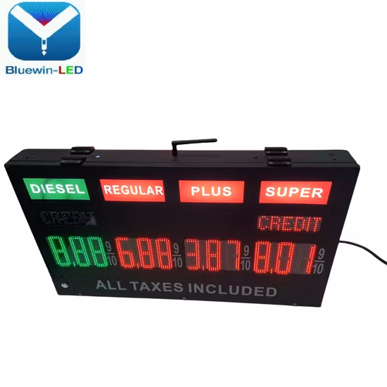 Caixa de luz regular lateral dupla 16 polegadas 8,88 9/10 LED sinal de preço de gás construído