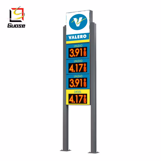 Publicidade externa da marca posto de gasolina pilão display LED preço