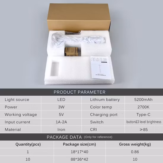 3 modos de controle de toque USB recarregável para leitura de sala interna LED lâmpada de mesa